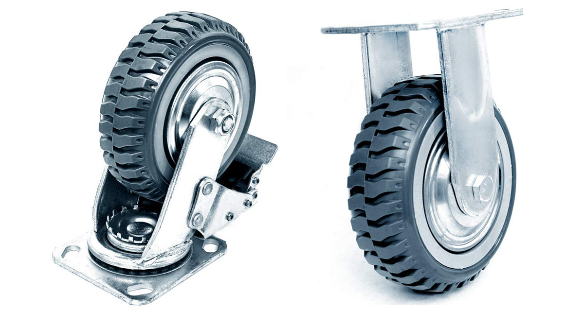 6 inch Heavy Duty Rubber Swivel Caster Wheels 4 Pack with Top Plate W645