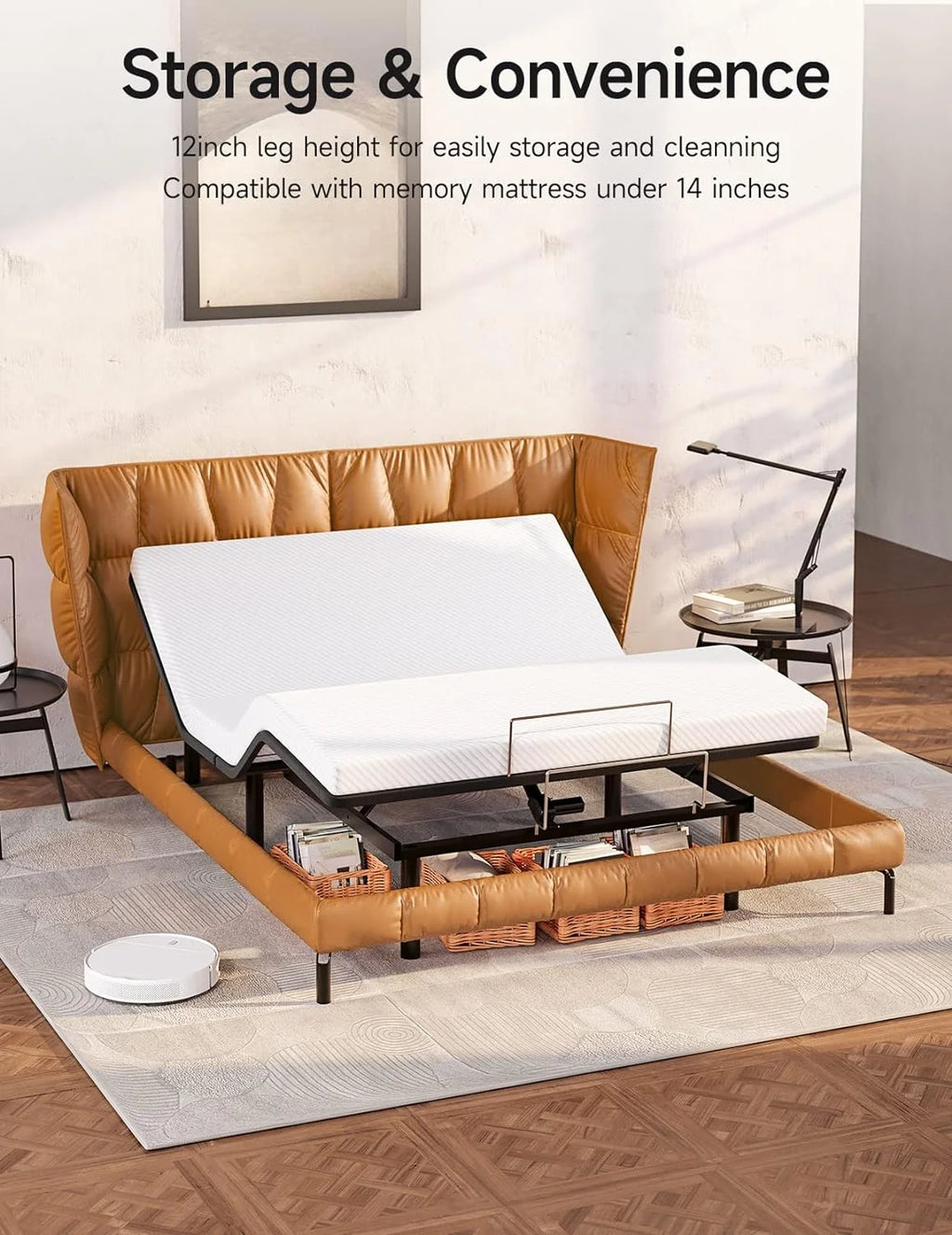 Adjustable Twin Size Ergonomic Bed Frame with Remote H7537