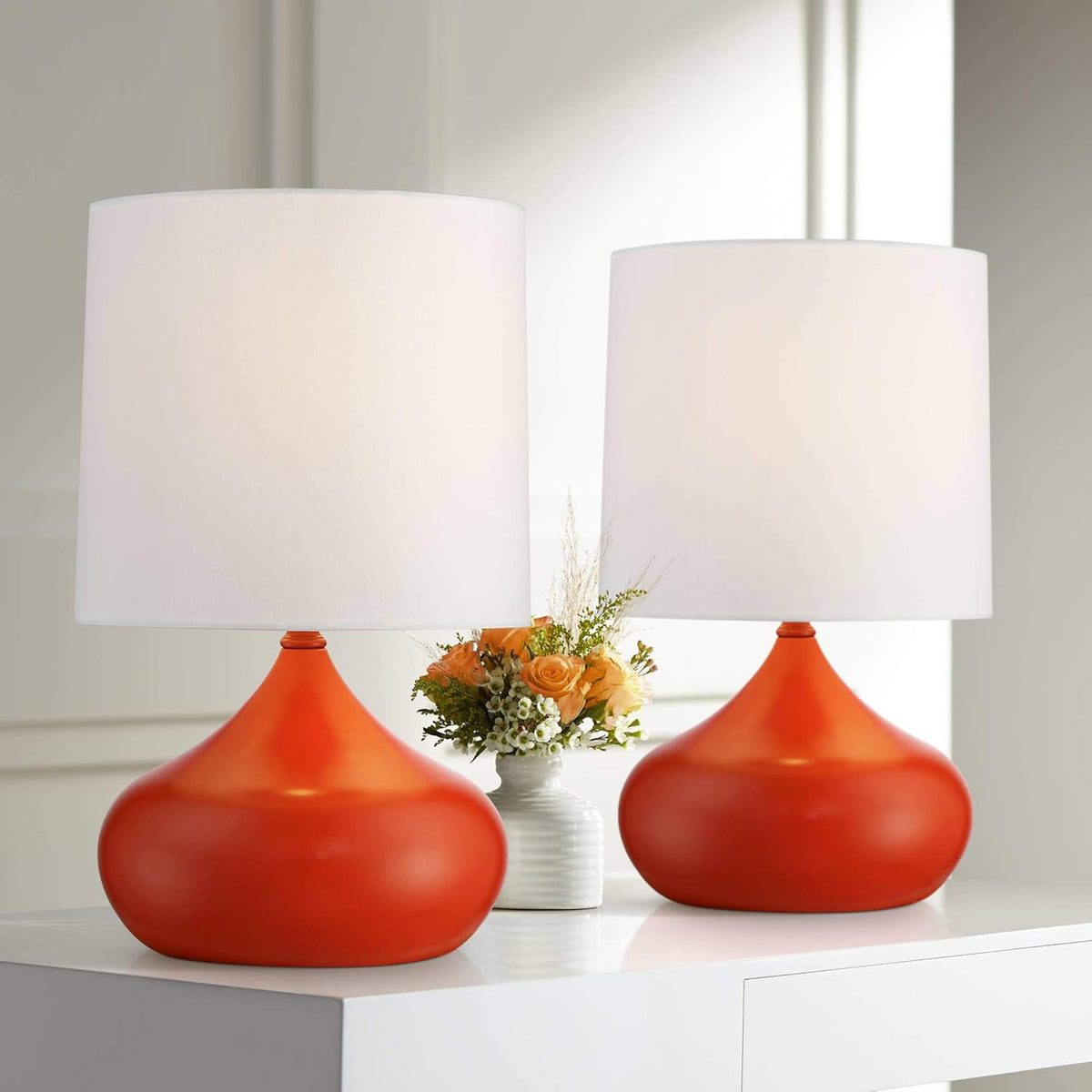 Set of 2 Canary Yellow Metal Mini Accent Lamps O276287