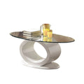 Oval Glass Top Coffee Table in White L945