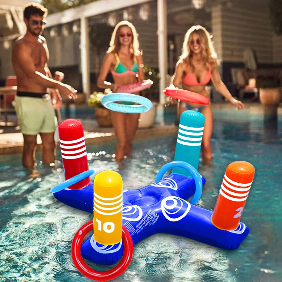 Pool Ring Toss Game with 4 Pcs Rings R38671
