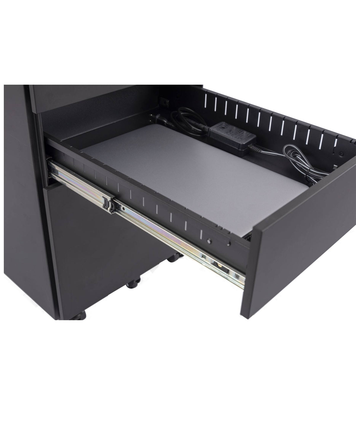 Black Wide 3 Drawer Rolling File Cabinet N149