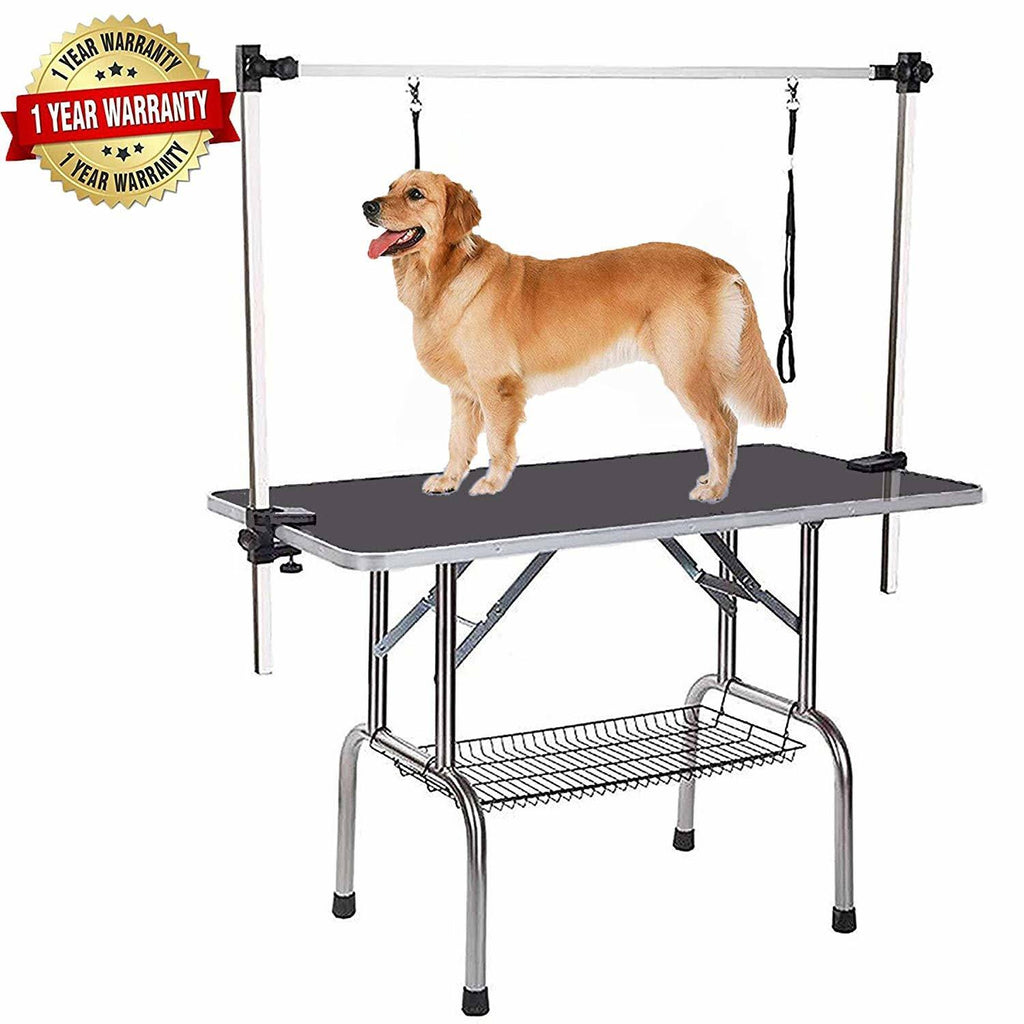 Adjustable Heavy Duty Dog Grooming Table with Arm, Noose, Mesh Tray L3610