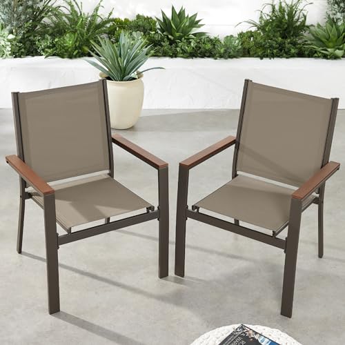 Set of 2 Stackable Outdoor Textilene Chairs with Armrests M948424