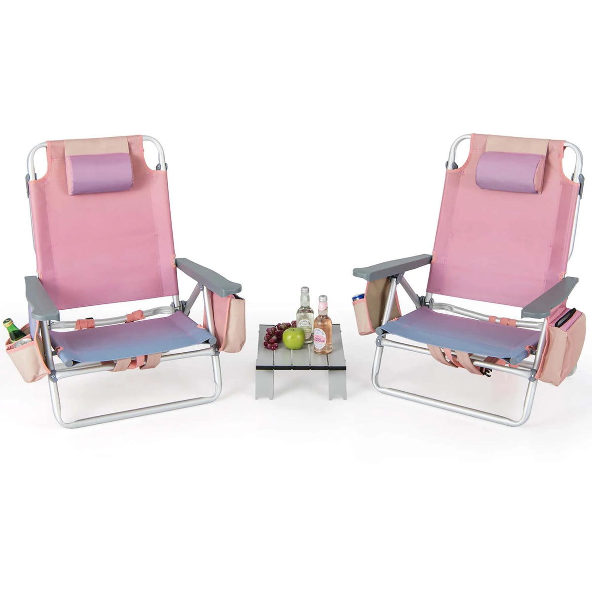 2-Pack Folding Backpack Beach Chair Pink H497132