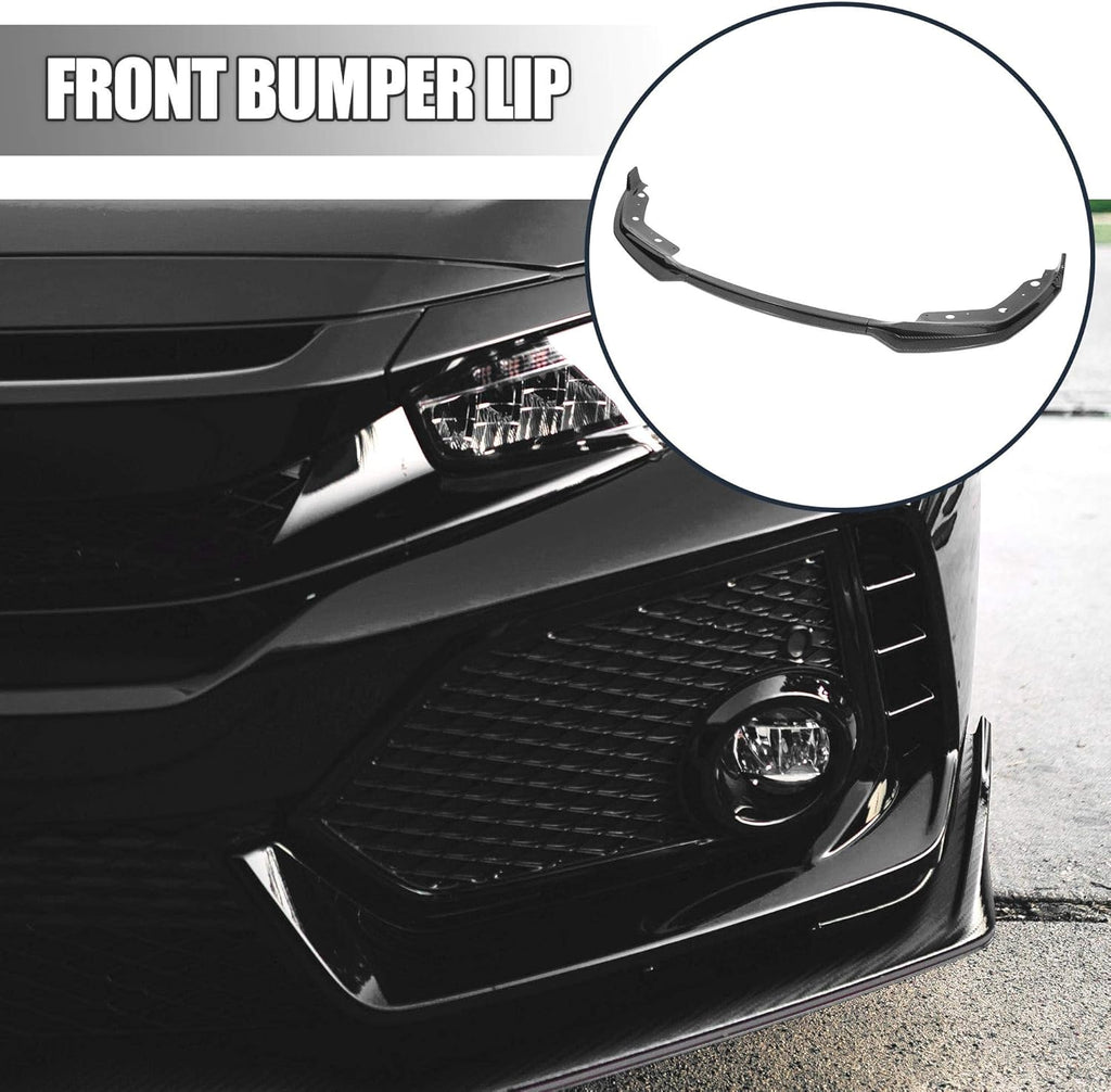 Black Front Bumper Lip Splitter Set Carbon Fiber Pattern V2617