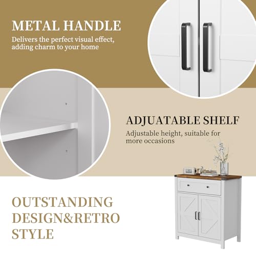 White Buffet Cabinet with Drawers G4439