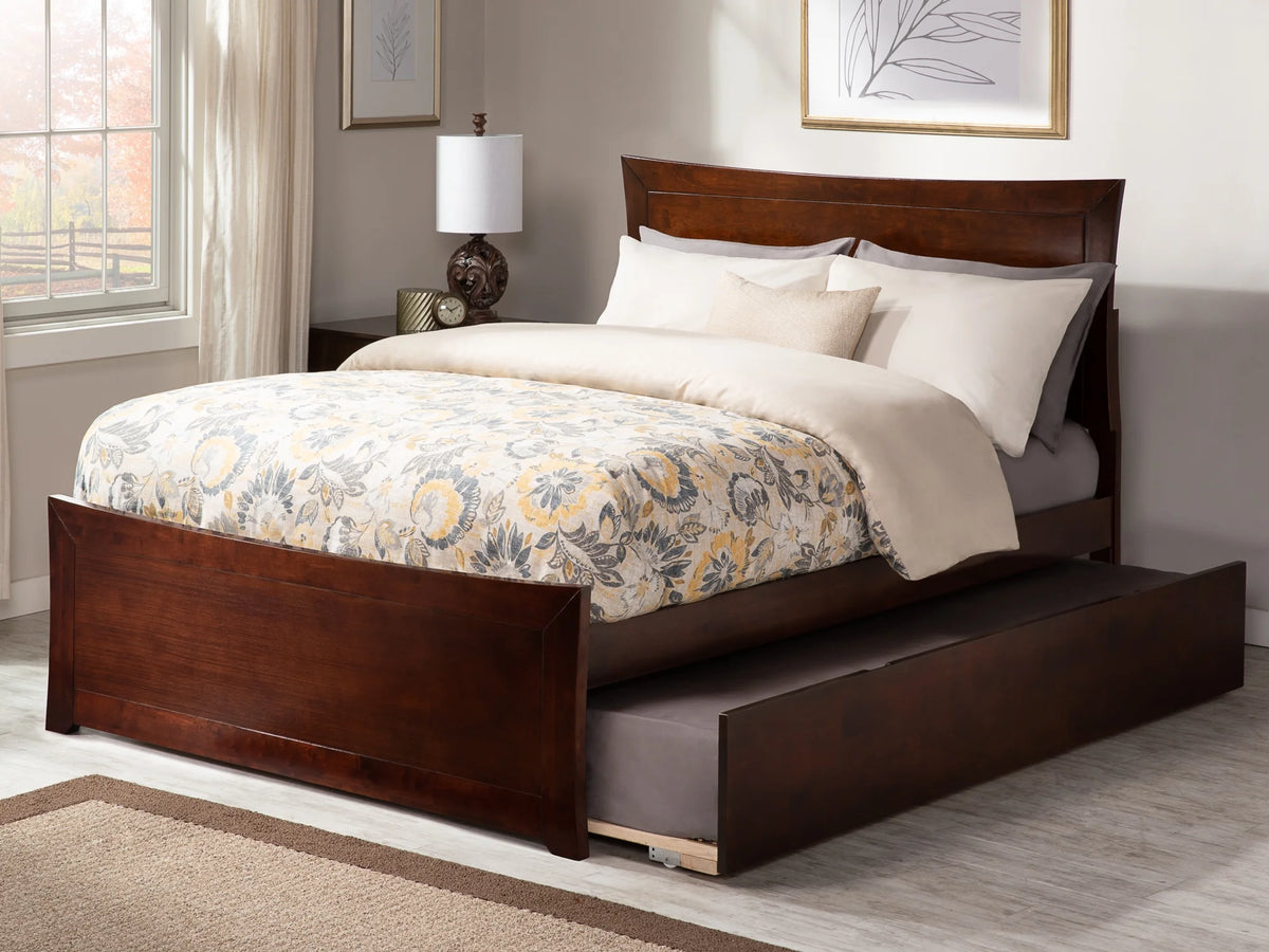 Walnut Full Platform Bed with Trundle R224083