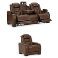 Brown Leather Power Recliner and Sofa Set L7599