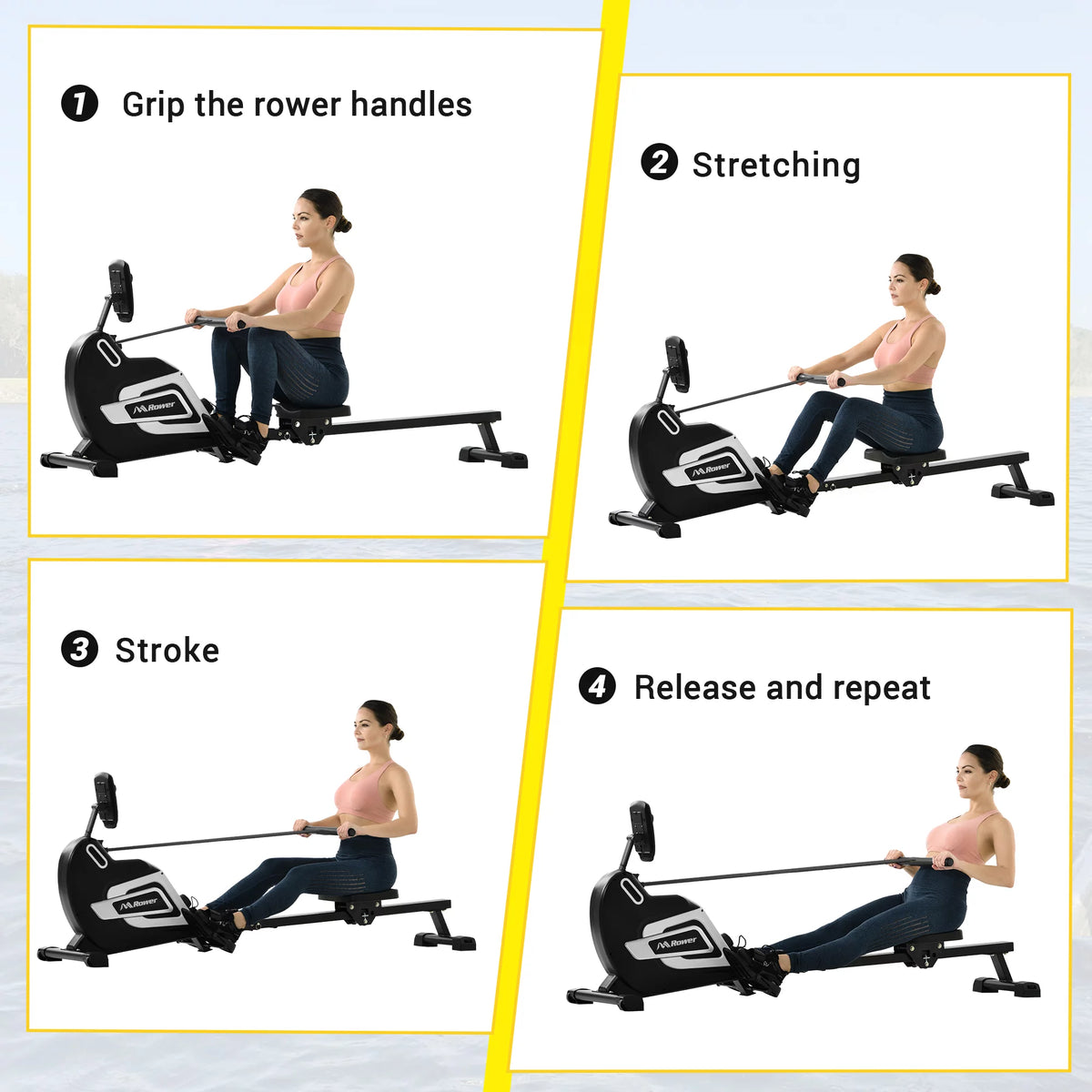 Folding Rowing Machine with 14 Levels of Resistance E301