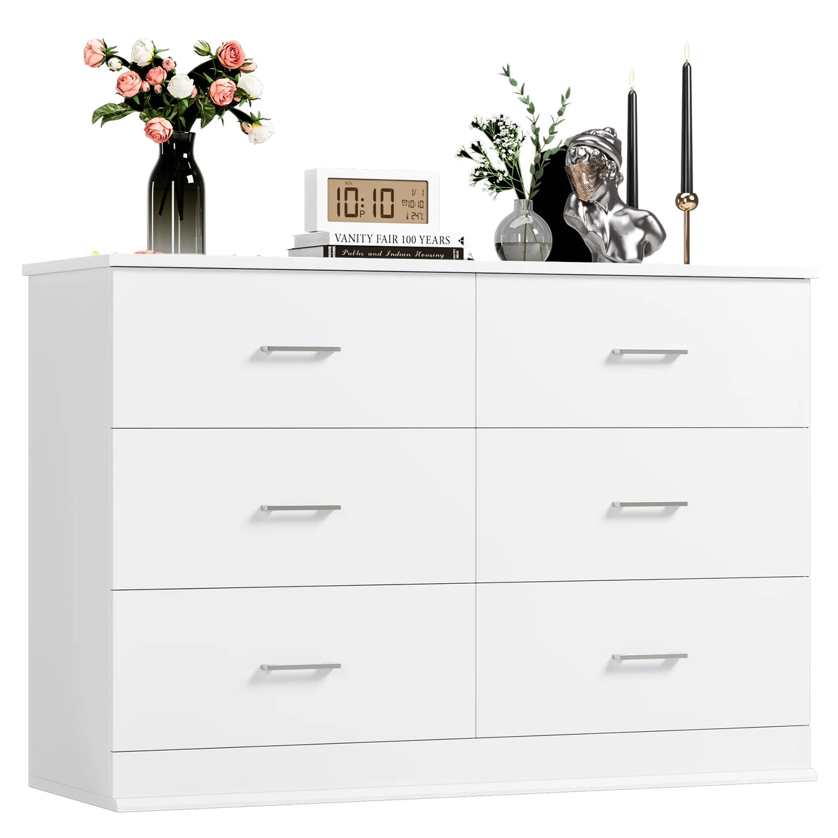 White 6 Drawer Wood Dresser D172