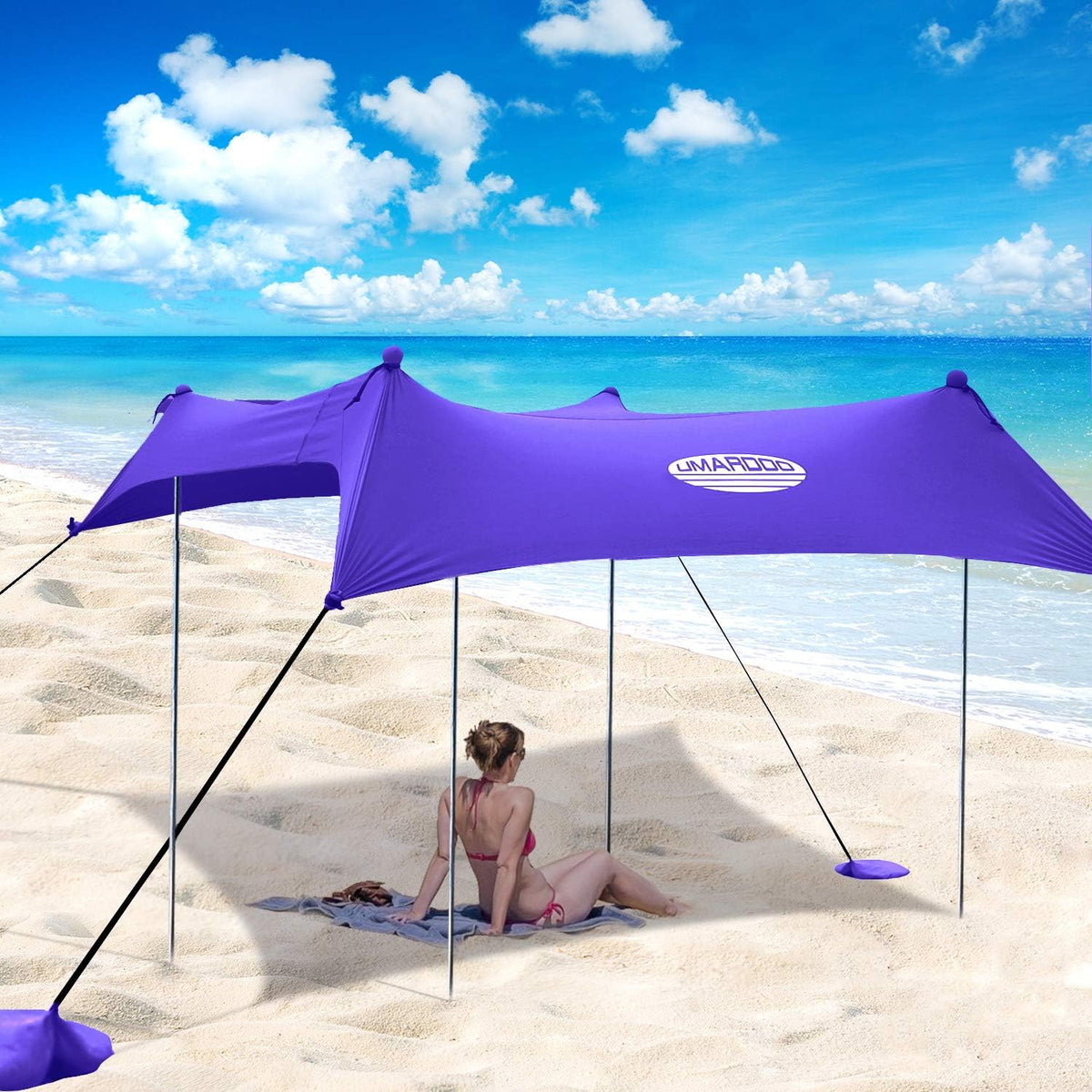 Pop Up Beach Sunshade Tent with Carrying Bag (Blue, 7X7 FT) T1189