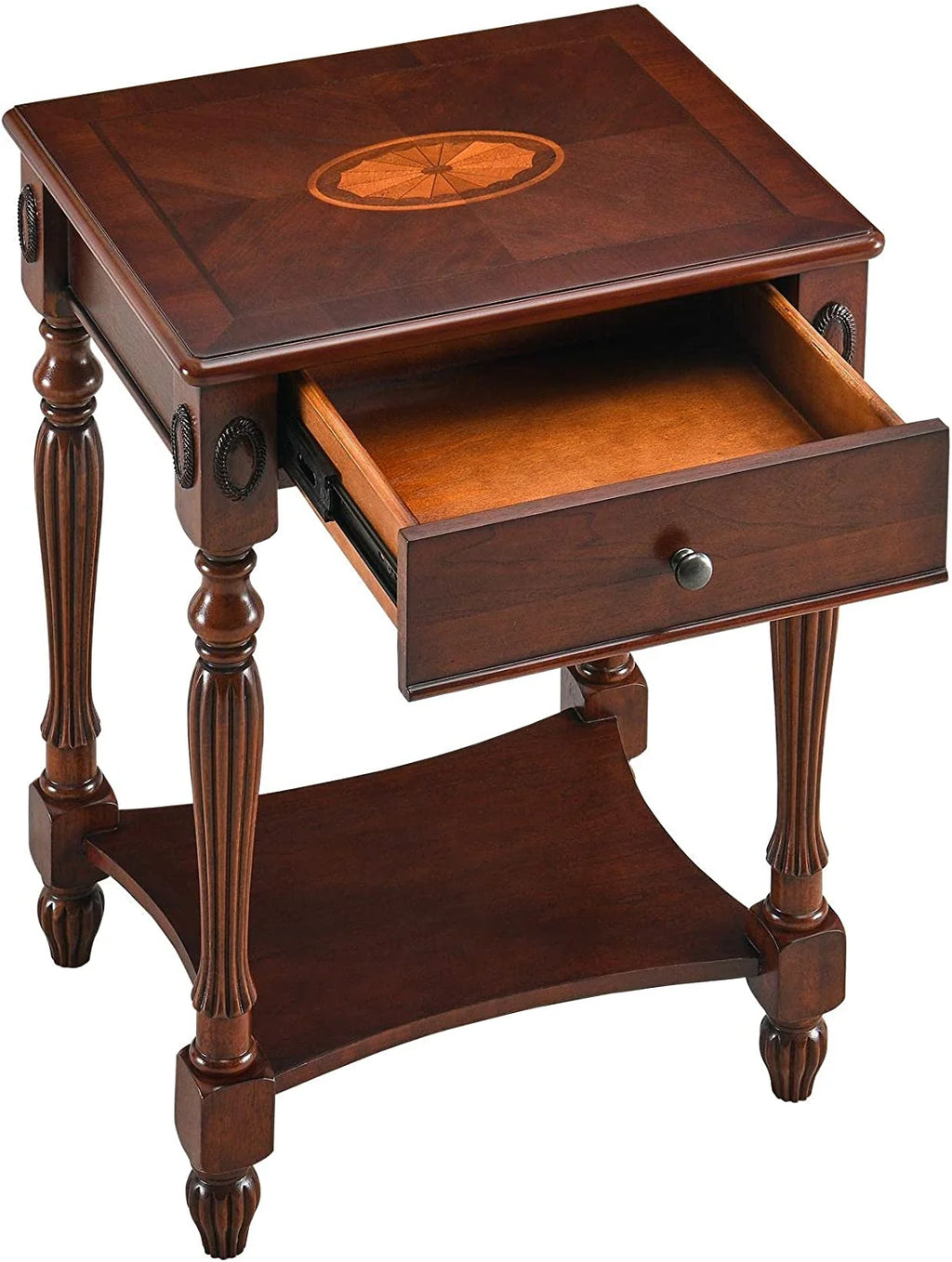 Solid Wood End Tables with Drawer 19.7"x 15.7"x 27.6" Cherry Walnut R118