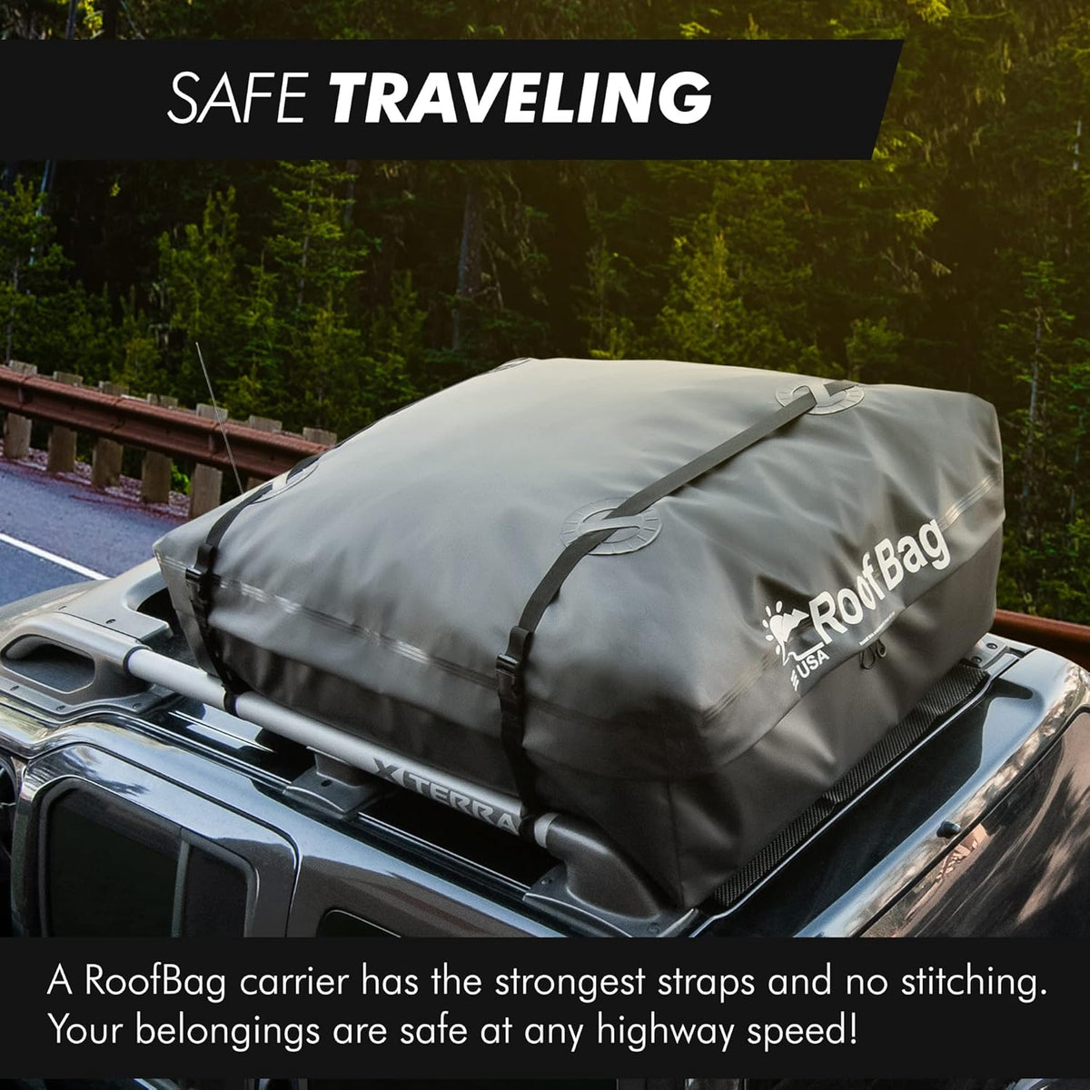 Waterproof Car Roof Bag 15 cu. ft. with Straps and Storage Bag S3338