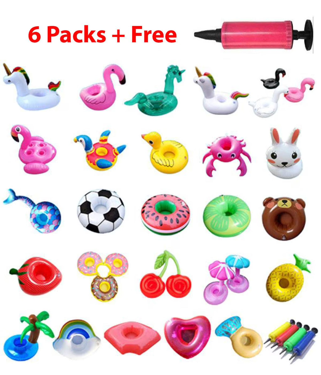 6 Pack Inflatable Cup Holders with Air Pump M421