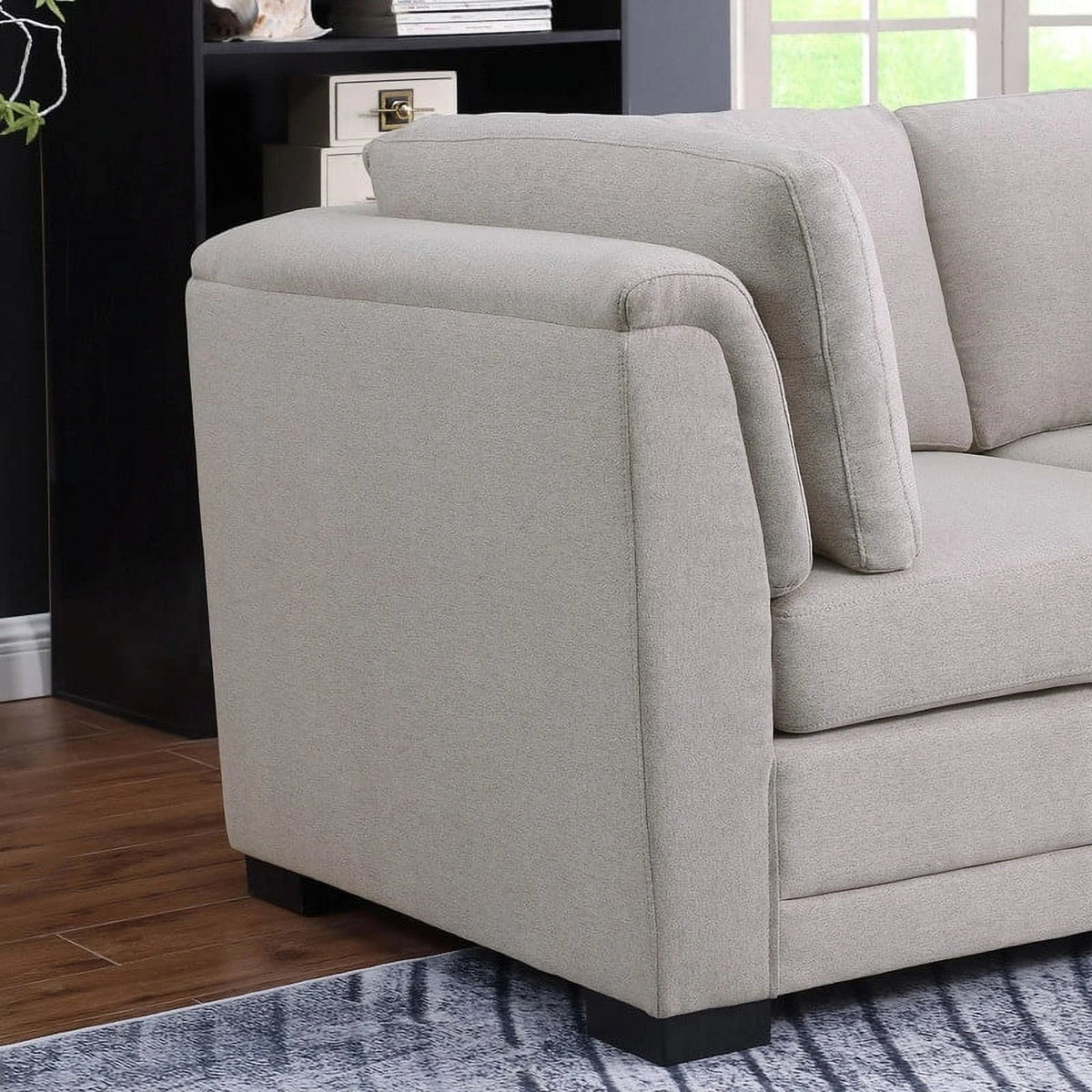 Light Gray Linen Reversible Sectional Sofa with Ottoman U50692