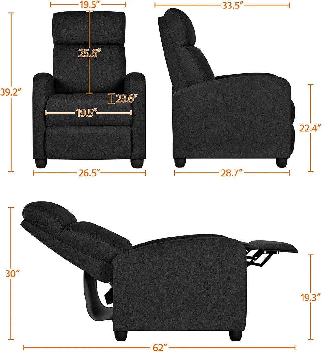 Fabric Recliner Chair Black Y29644