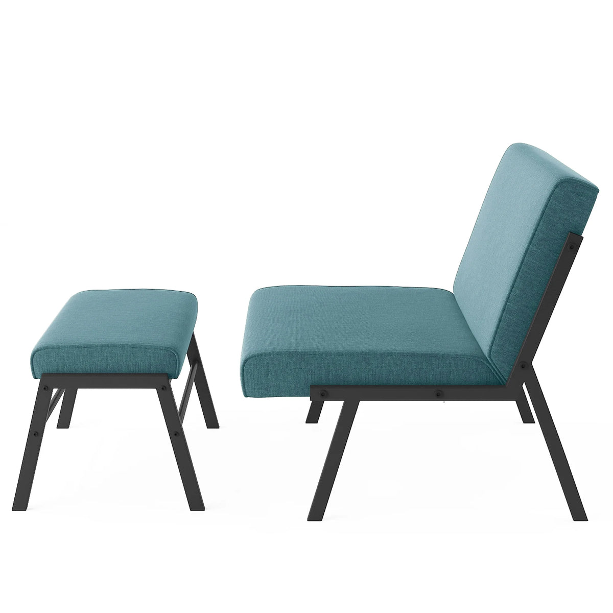 Green Linen Accent Chair with Ottoman M5059