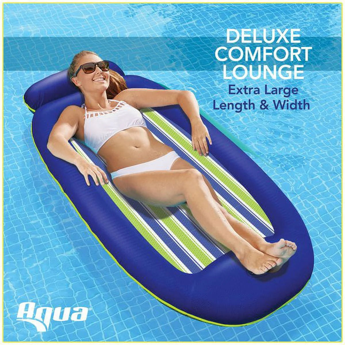 Blue Pool Float Lounge with Head & Footrests I109127