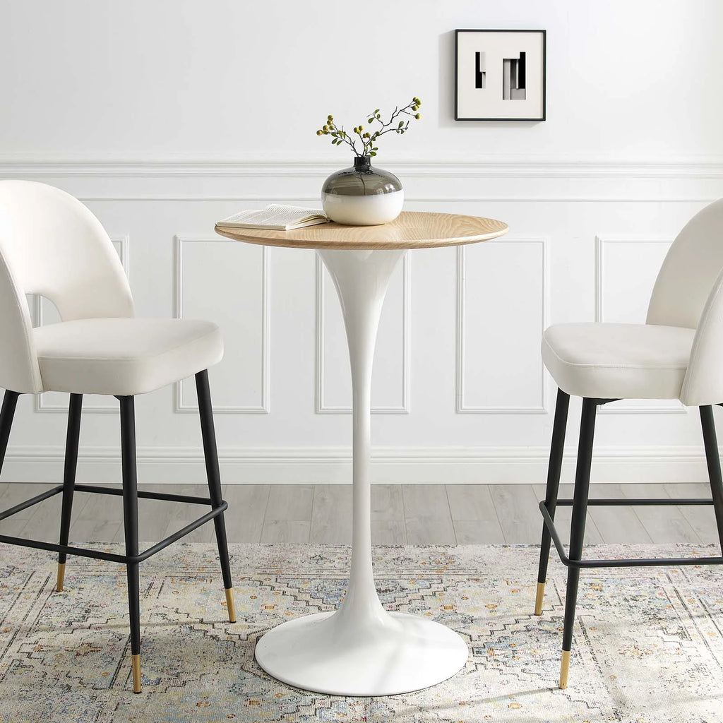 Natural Brown White Wood Metal Steel Bar Table D3192