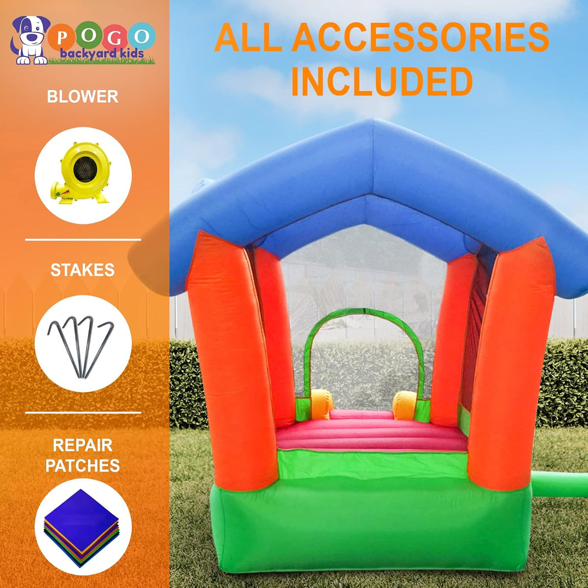 Inflatable Bounce House with Slide, 8.5' x 4.9' Play Area, 6.75' Tall F855661