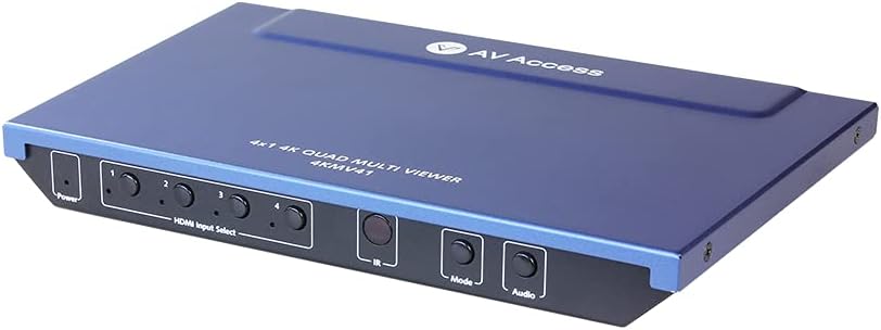 4x1 4K HDMI Multiviewer Switch Screen Divider with Seamless Switching, 4K/1080p HDMI Out, Split Screen, IR Extension Remote + RS232 Control Z4236