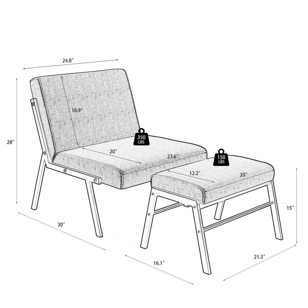 Green Linen Accent Chair with Ottoman M5059