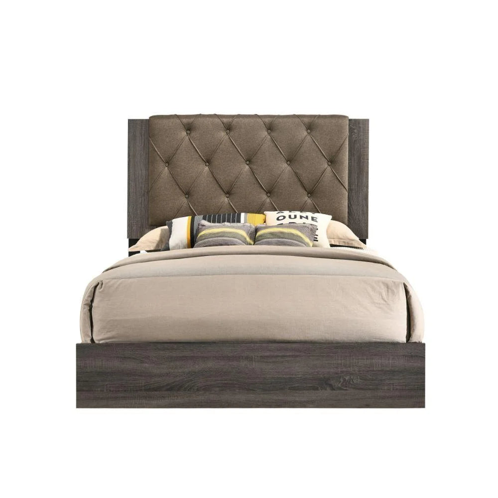Fabric Rustic Gray Oak Eastern King Bedroom Set 5PCS H803