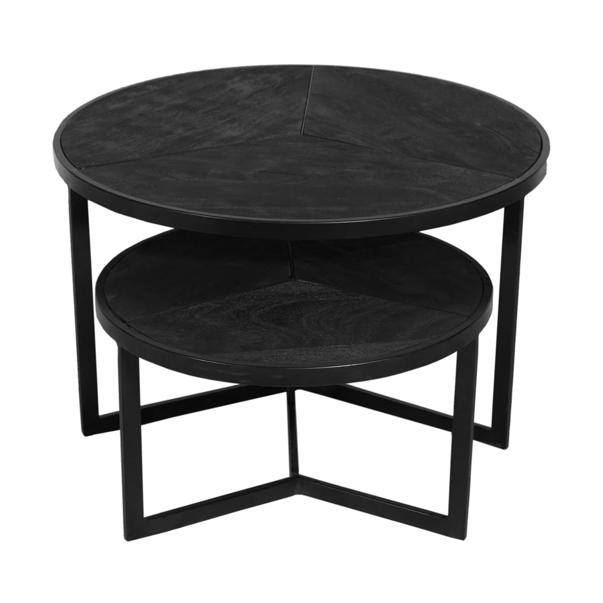 20 Inch Round Nesting Coffee Table Set Of 2 Mango Wood F717
