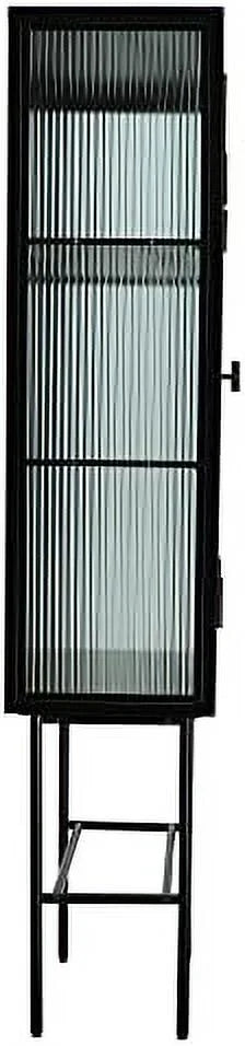 Black Fluted Glass Cabinet with Removable Shelves P2266