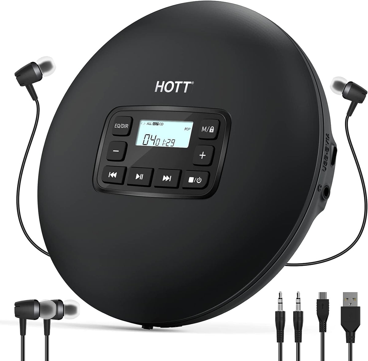 Portable CD Player with Stereo Earphones, Black Z995