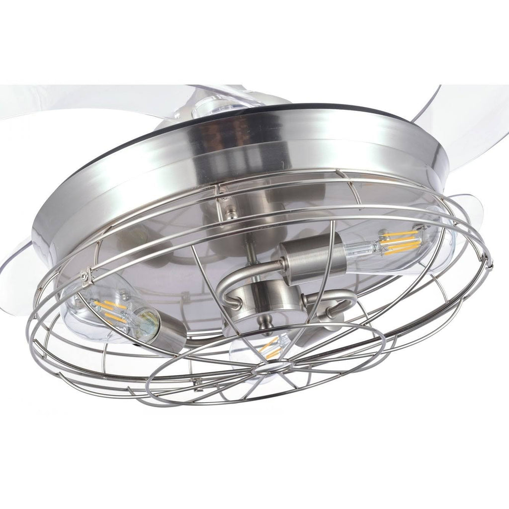 Black Retractable Ceiling Fan with Cage W2197