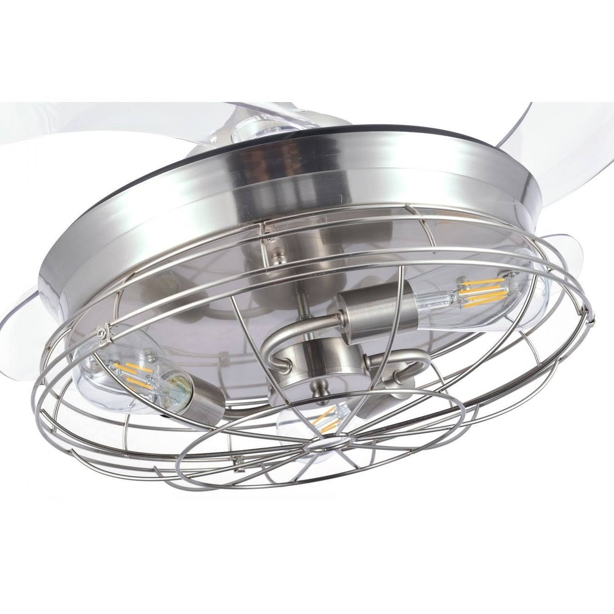 Black Retractable Ceiling Fan with Cage W2197