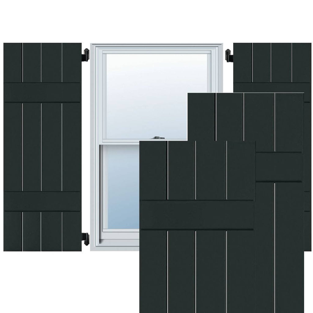 15 in. x 46 in. Dark Green Western Red Cedar Board and Batten Shutters Pair A6149