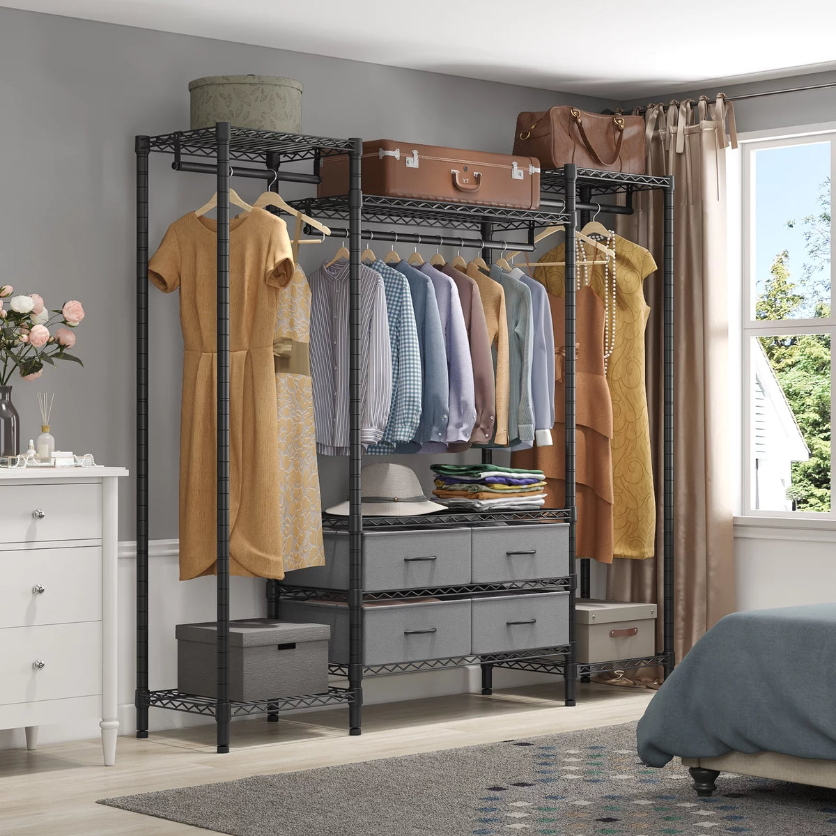 Black Heavy Duty Metal Clothing Rack Q3397