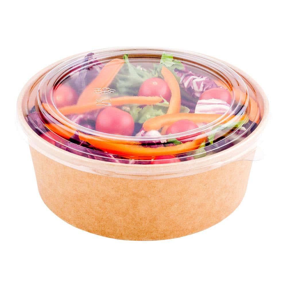 Clear Plastic Lid for 44 oz Bio Salad Container - 200ct Box F8433