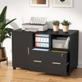 Black & White Mobile Filing Cabinet with Lock and Drawer and Storage Shelves N763