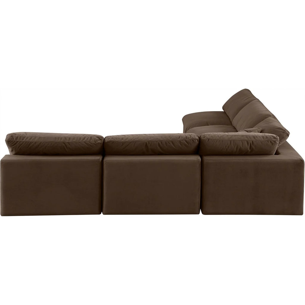 Brown Velvet Modular Sectional D837457