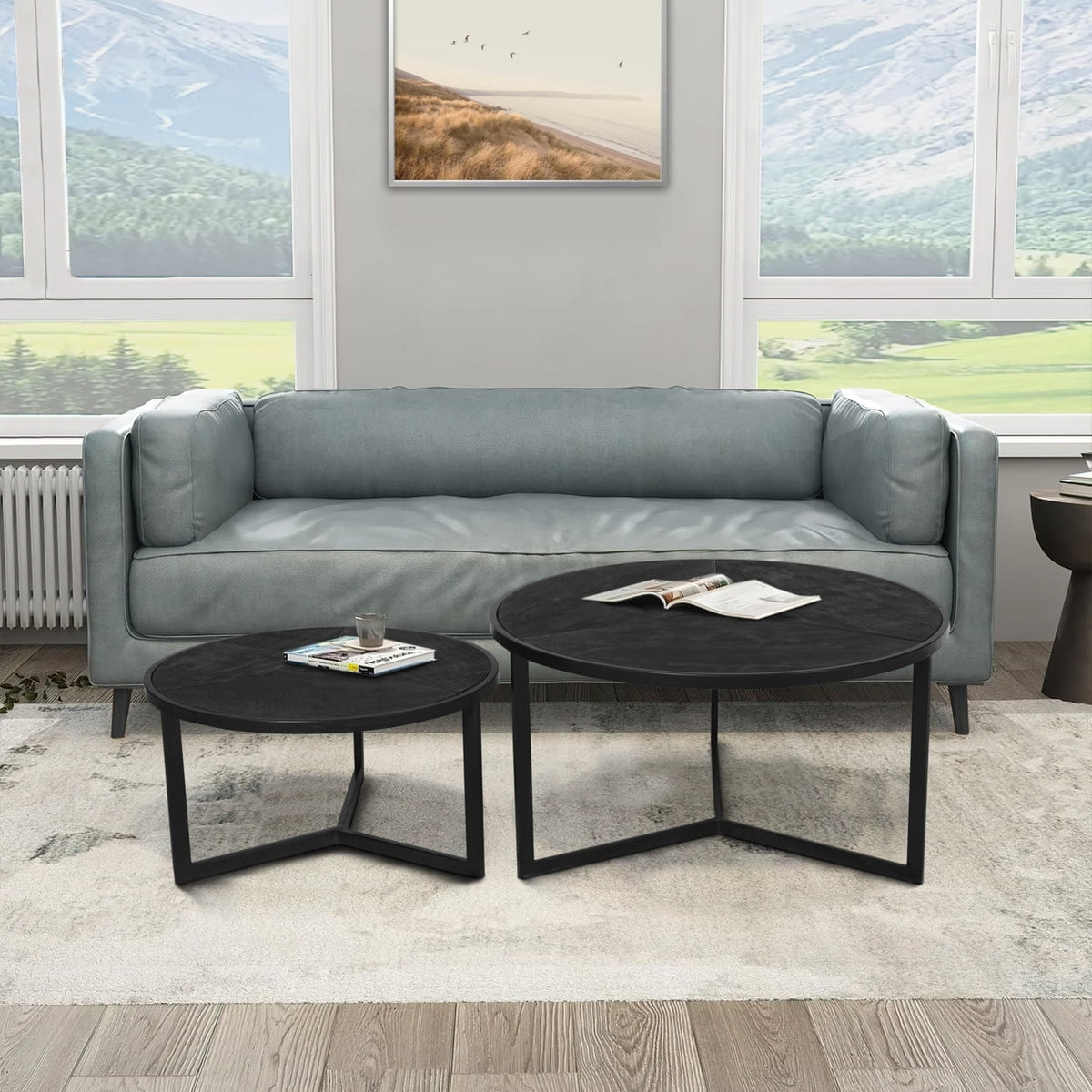 20 Inch Round Nesting Coffee Table Set Of 2 Mango Wood F717