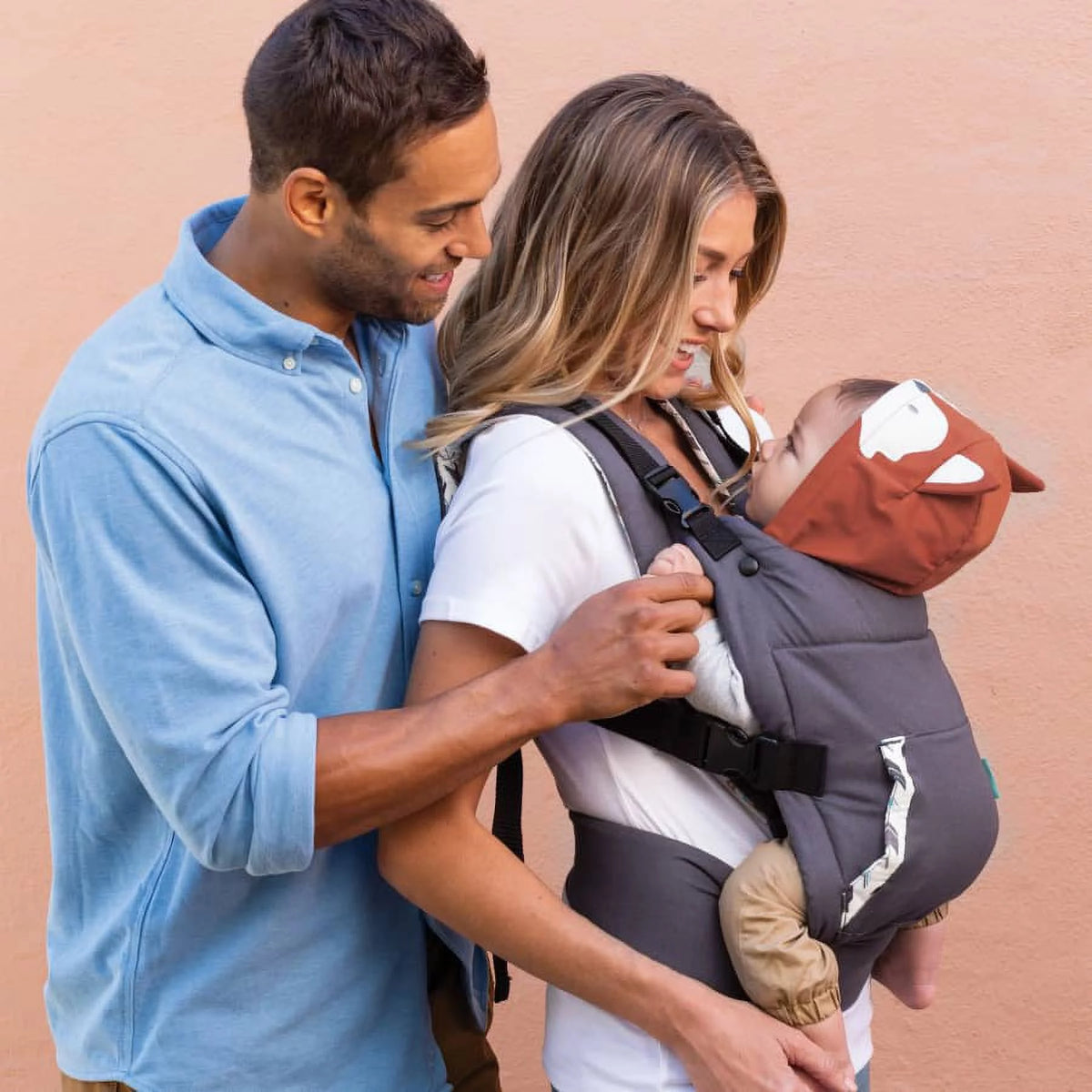 Ergonomic Hoodie Baby Carrier, 2-Position, 12-40lb, Gray Fox Y5429