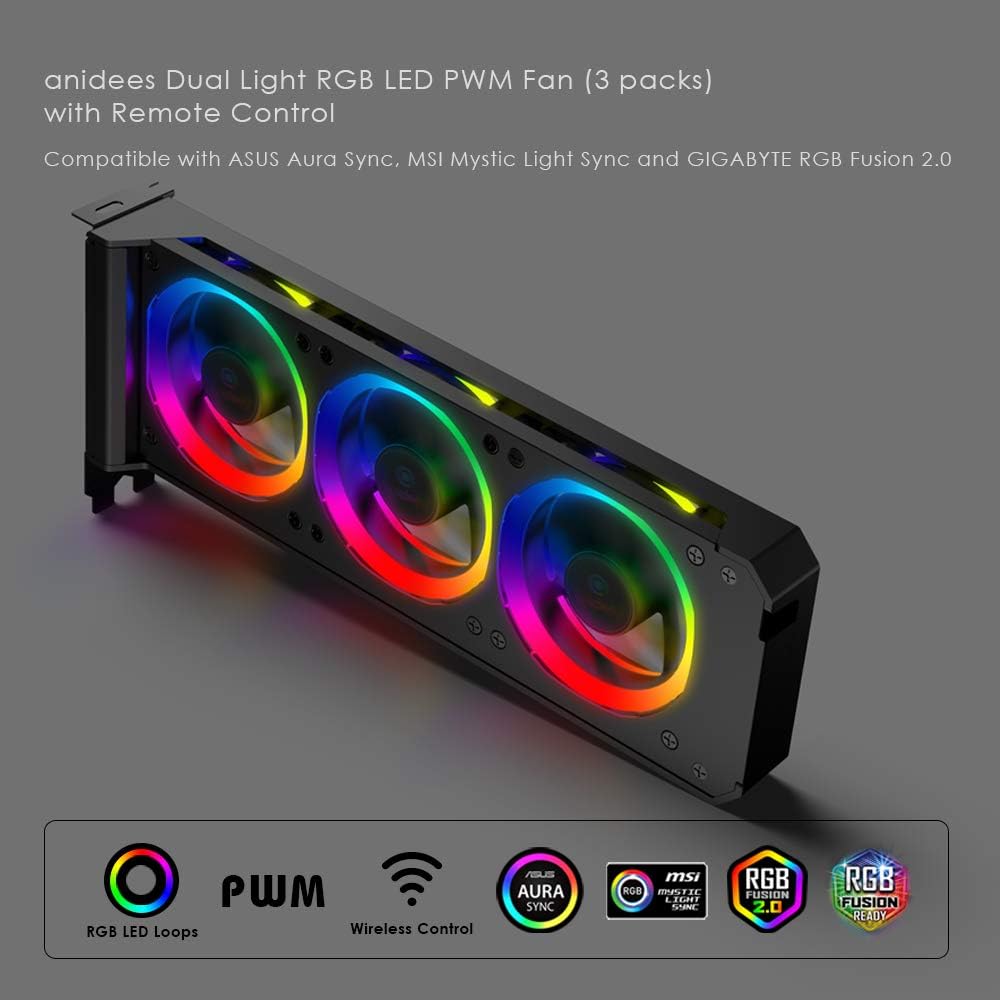 Graphic Card Cooler 3 x 80mm PWM Fan PCI Mount Bracket J401