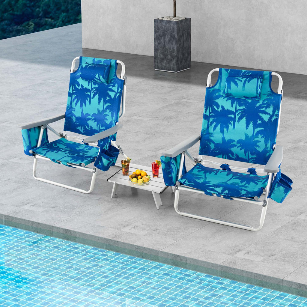2-Pack Folding Backpack Beach Chair Pink H497132