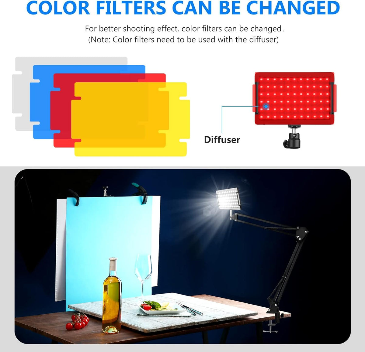 2 Packs 70 LED Video Conference Lighting with Clamp Scissor Arm Stand, Color Filters, USB Wall Charger, 5600K USB Studio Light Kit H3138