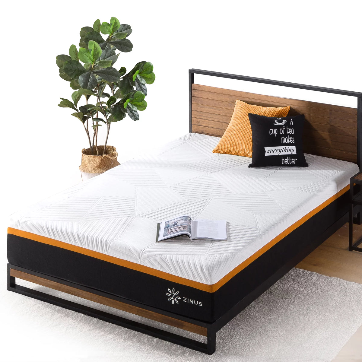 Queen Copper Memory Foam Pocket Spring Hybrid Mattress T2436