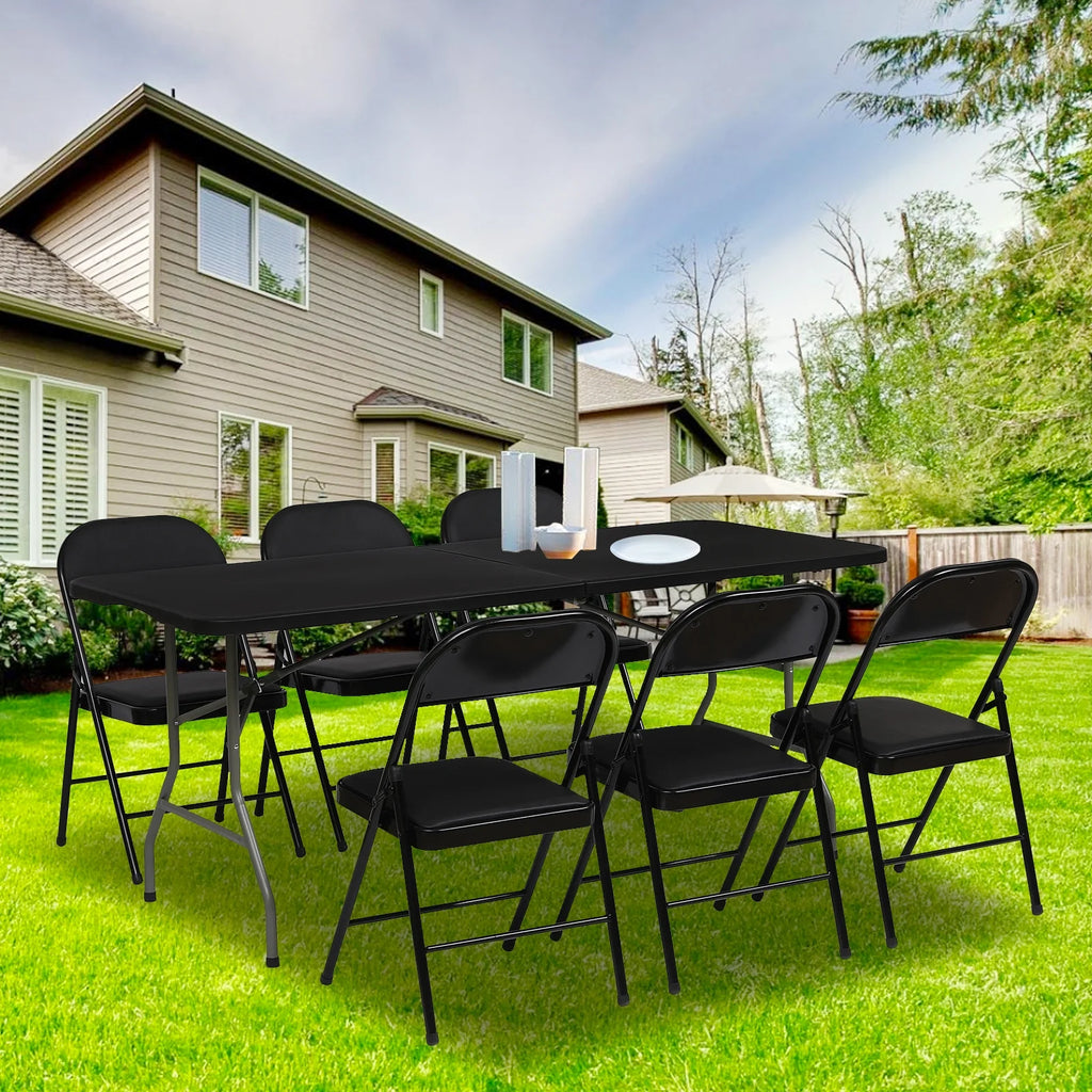 6ft Black Portable Plastic Folding Table Q304