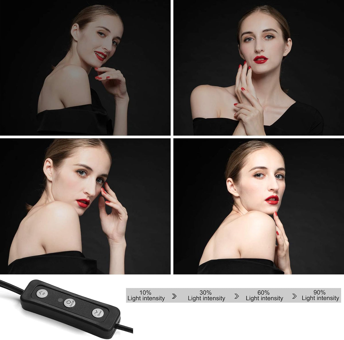 2 Packs 70 LED Video Conference Lighting with Clamp Scissor Arm Stand, Color Filters, USB Wall Charger, 5600K USB Studio Light Kit H3138