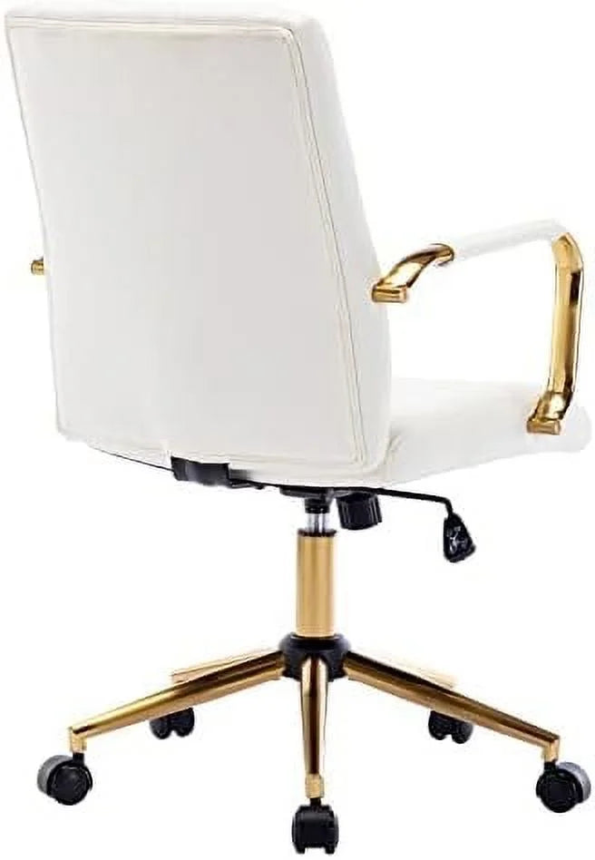 White PU Leather Office Desk Chair with Wheels K82832