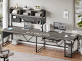 L Shaped Desk with Hutch and Power Outlet V143