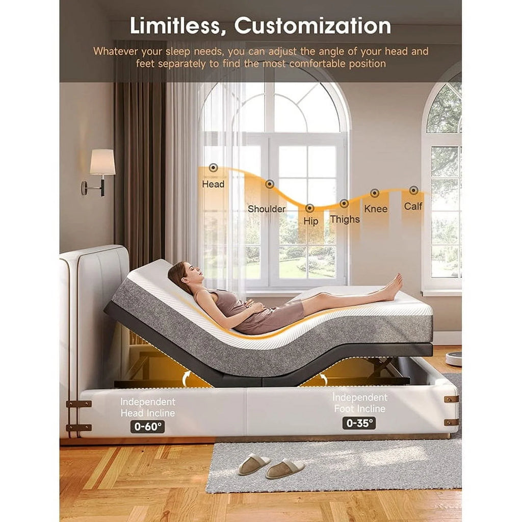 Adjustable Twin Size Ergonomic Bed Frame with Remote H7537