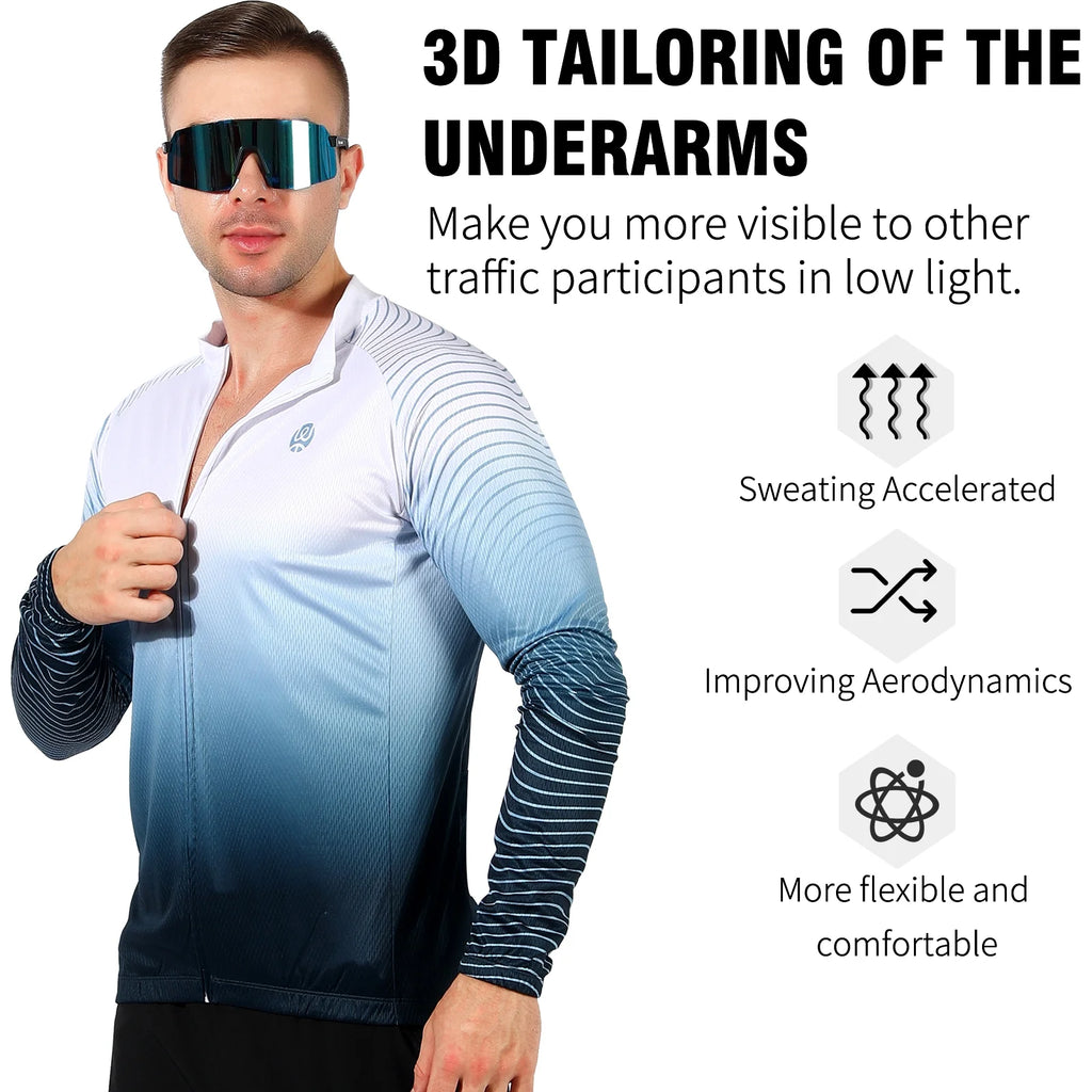 White Long-Sleeved Cycling Jersey Q827
